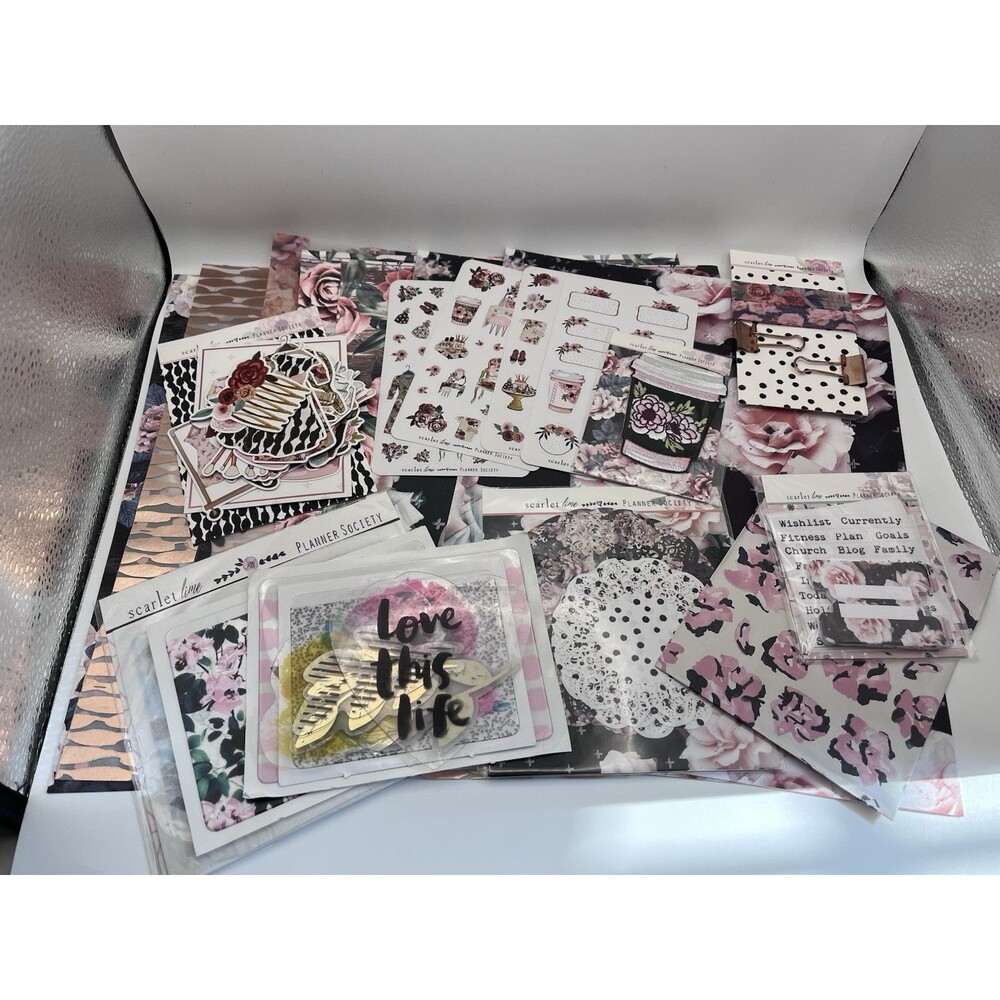 Scarlet Lime The Planner Society Chic Fashion Girl Dark Floral Mega Lot Mixed